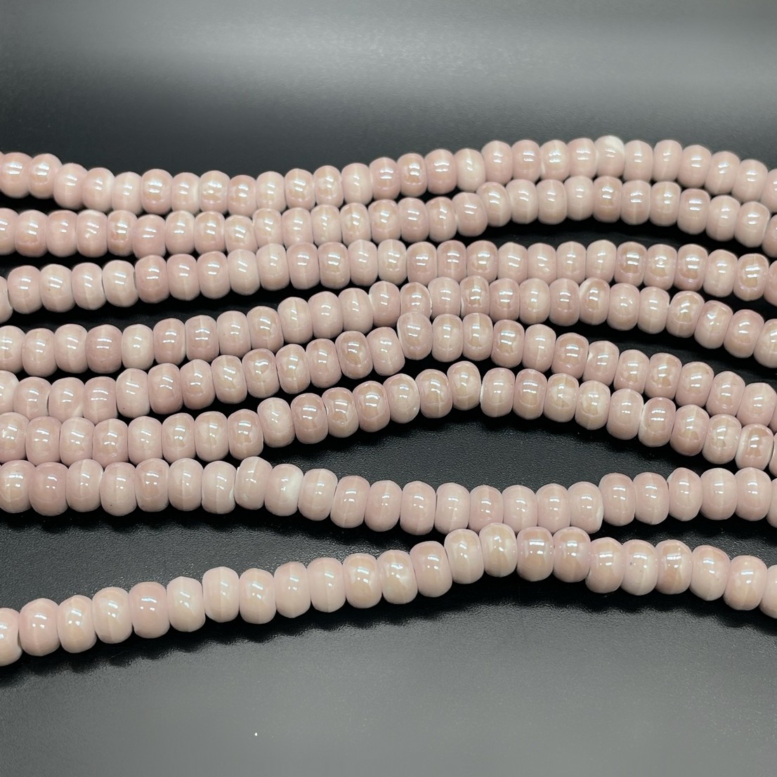 6*4 мм Бусина-разделитель, керамика  цвет пудровый