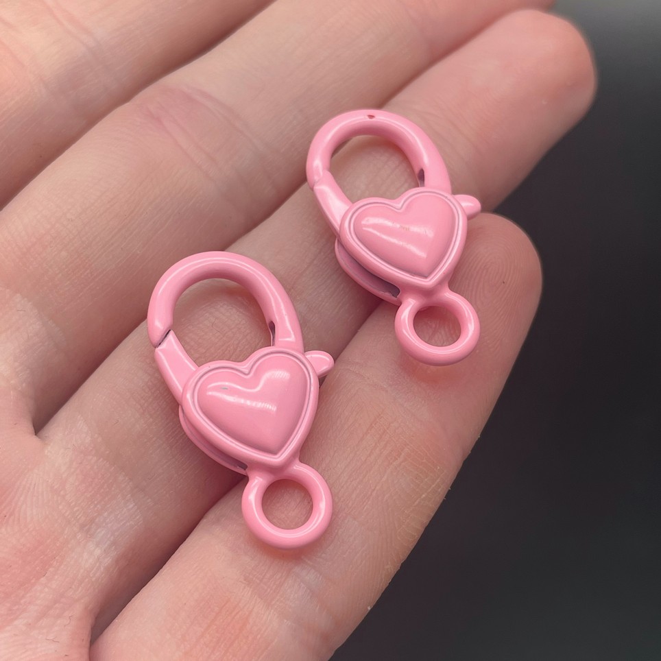 12,5*26,5мм , Замок крупный сердце розовая эмаль 
