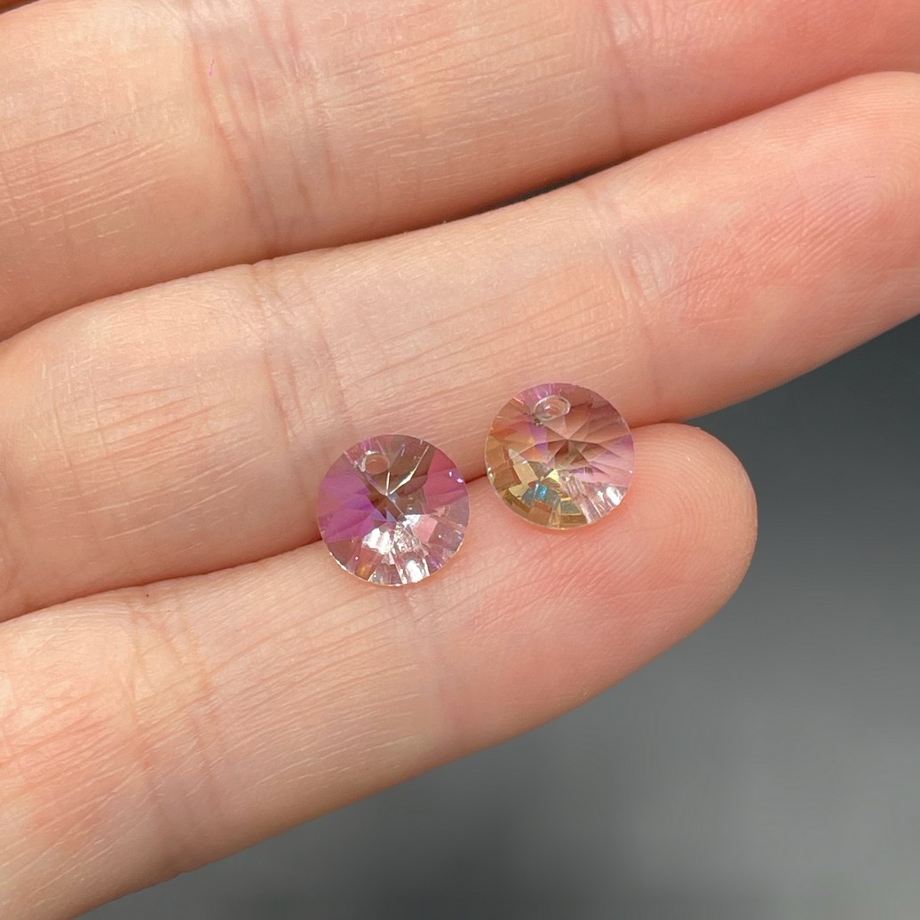 11 мм, Стекло Lux, Подвеска круг, цвет прозрачный с зеленым оттенком