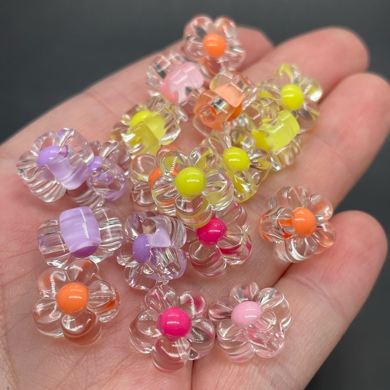 12,5 мм, Бусина цветок микс уп.10 гр