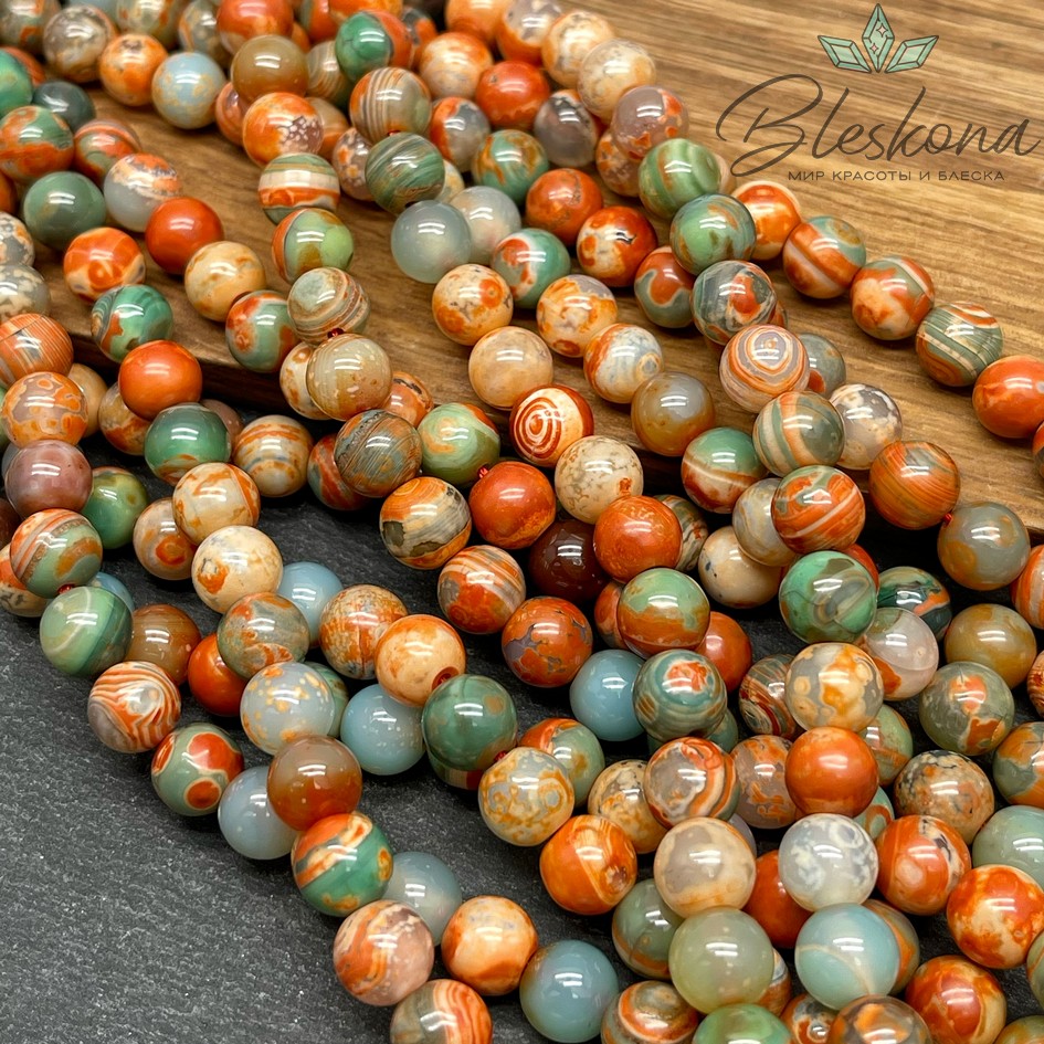 Агат с узором №6 8 мм