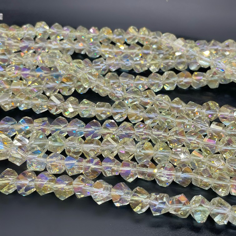 9,5 мм Стекло Lux, многоугольник, цвет песочный с переливом