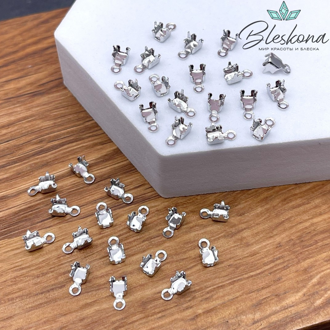 Концевик с цапами, цвет серебро 7*3,5мм