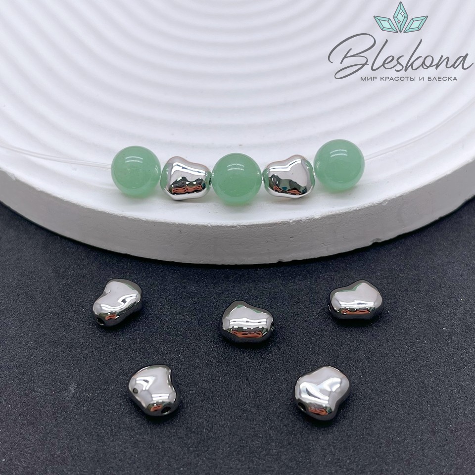 8,7*7,6 мм Цвет серебро, Бусина фриформ