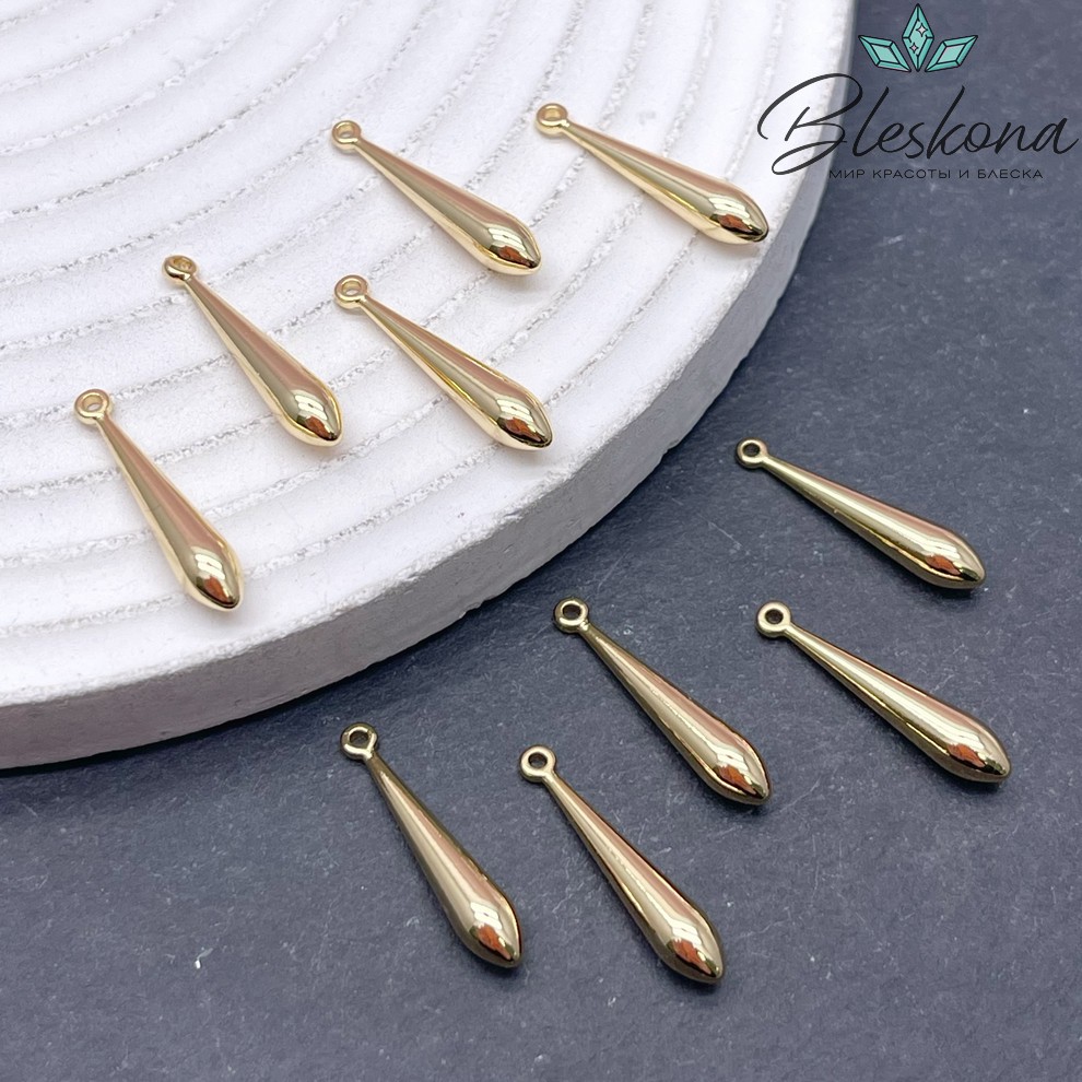 20*4 мм Цвет золото, Подвеска капля заостренная