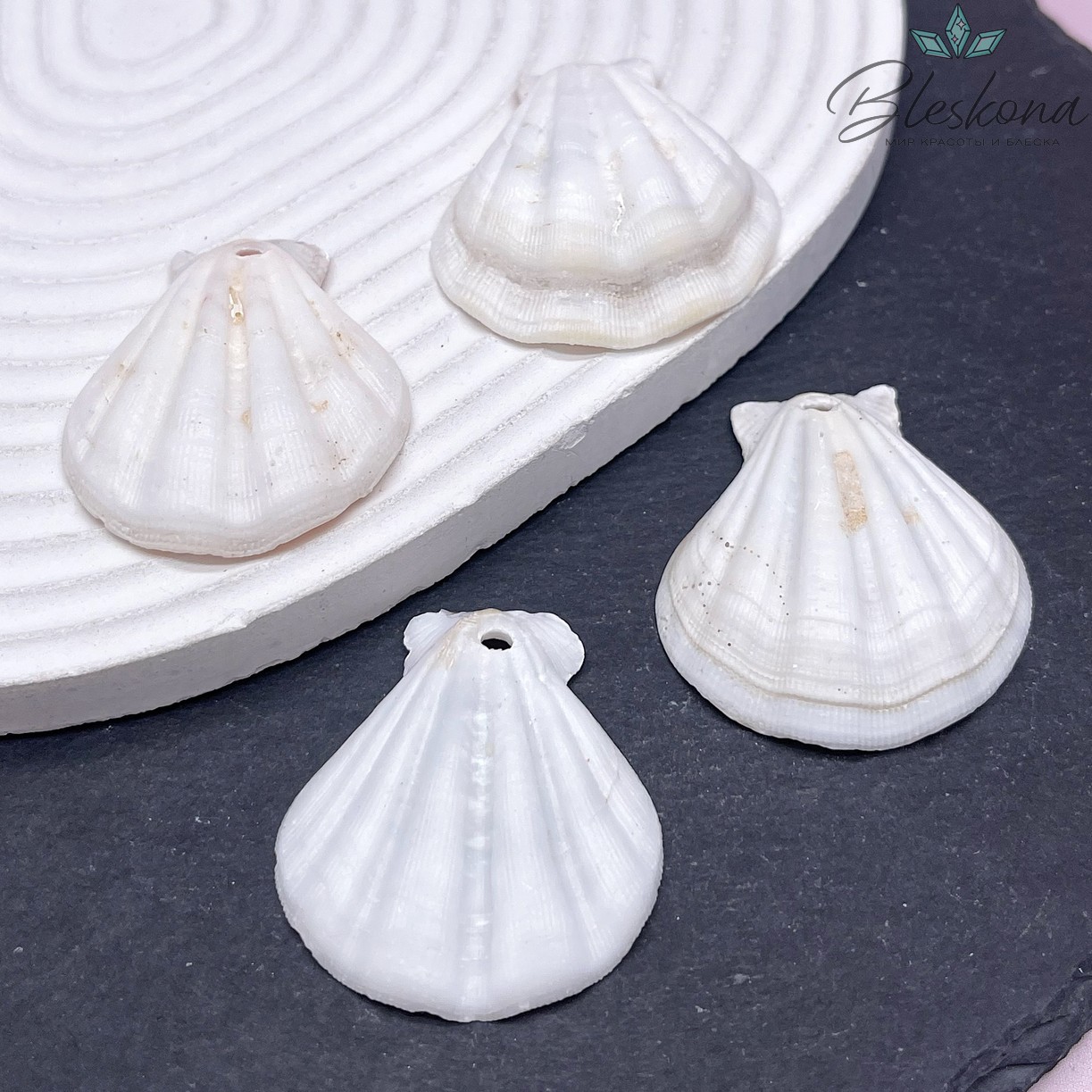 (35-41)*(30-37) мм, Подвеска Ракушка белая