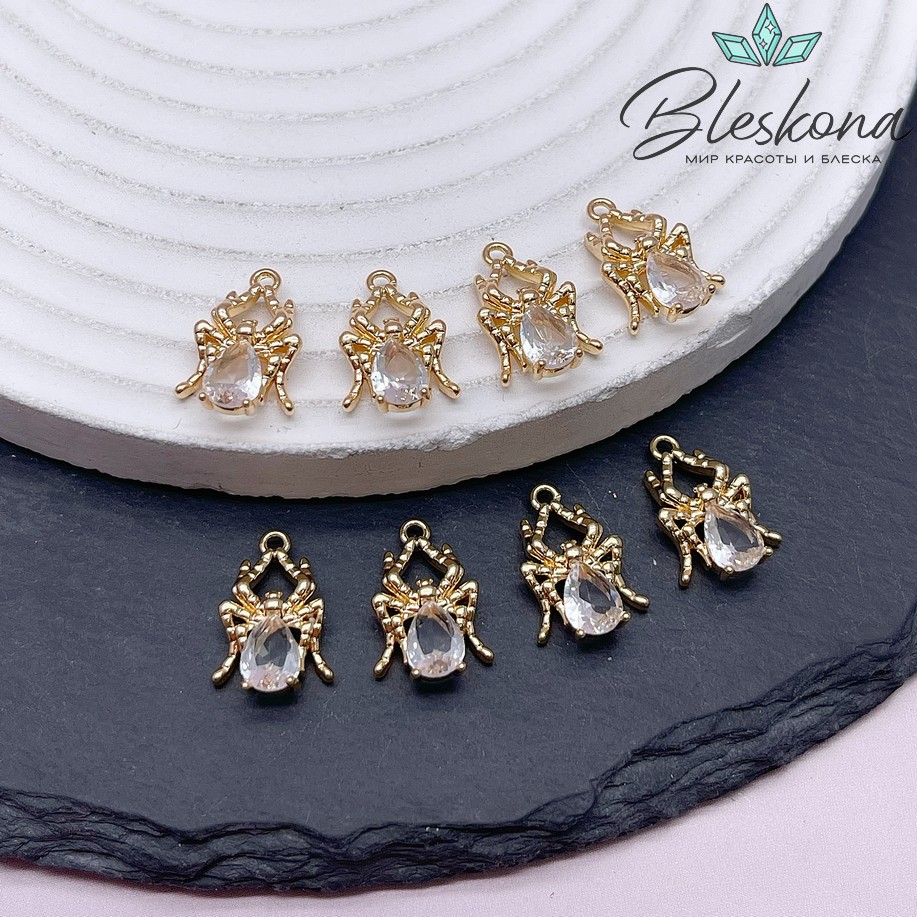 16,4*11 мм Цвет золото, Подвеска Паук с цирконом