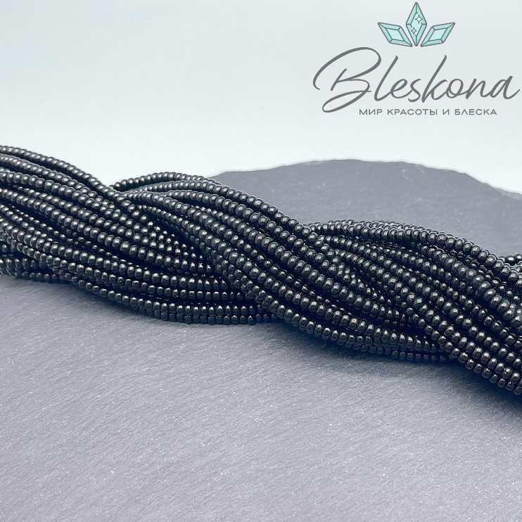 3*2 мм Бусины стекло рондель черные