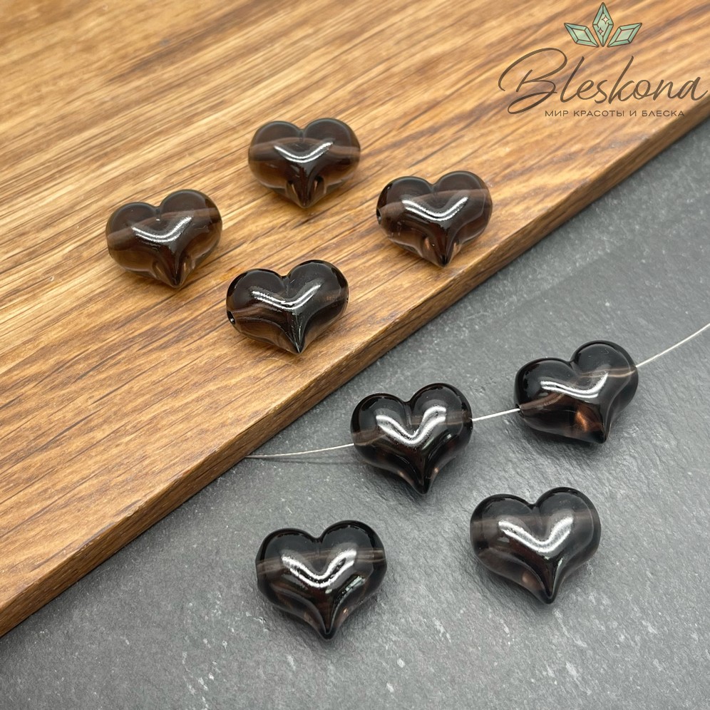 Бусина Сердце Раухтопаз 14,5*17,5 мм