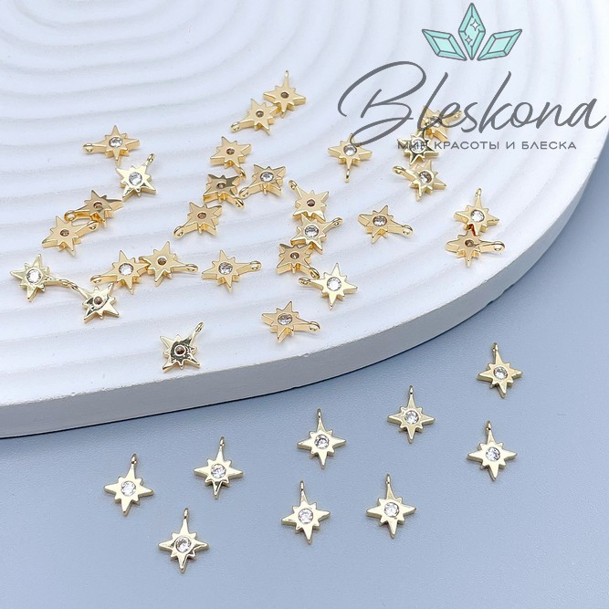 8,5*7 мм Цвет золото, Подвеска Северная звезда циркон 