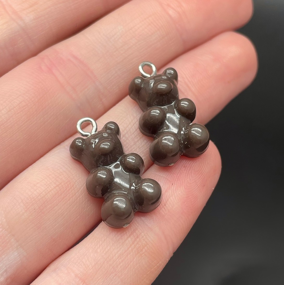 12*21,5мм, Цвет серебро, Подвеска Мишка коричневый