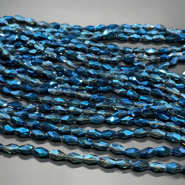 4*7,5 мм Стекло Lux, ракушка мини, цвет синий