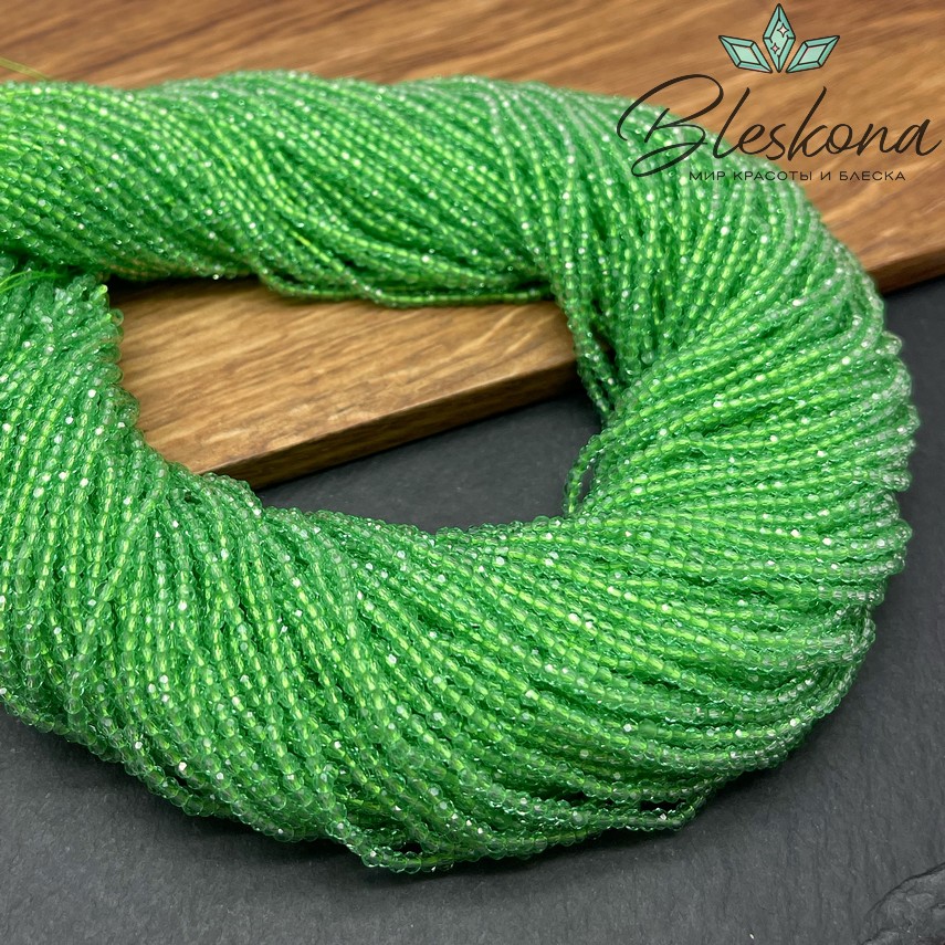 2 мм Бусины стекло светло-зеленое алмазная огранка
