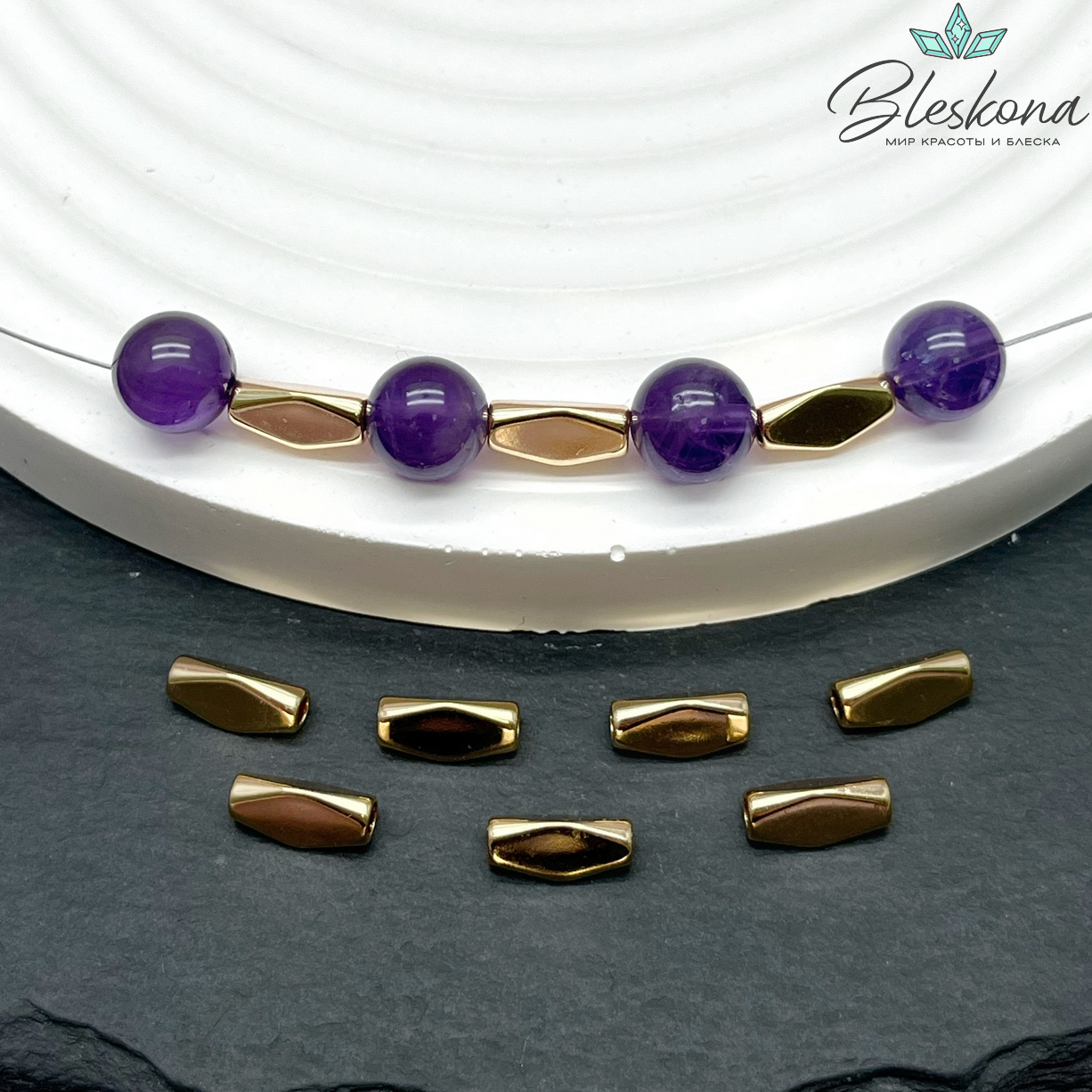 9*4 мм Цвет золото, Бусина 3 грани