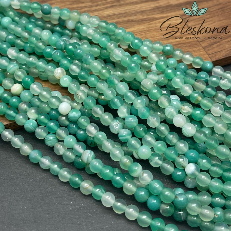 Агат зеленый тонированный 6 мм