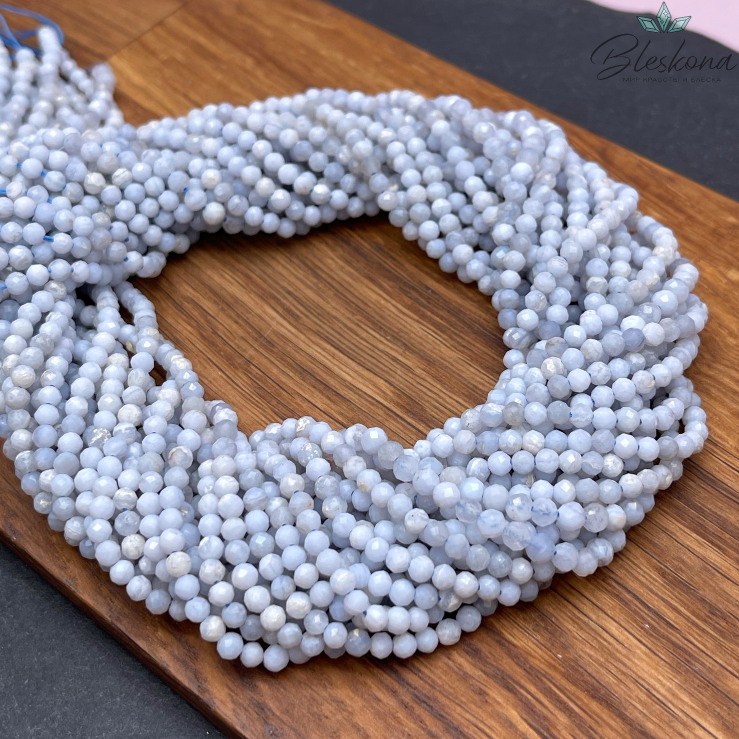 3 мм Агат голубой (Сапфирин) алмазная огранка