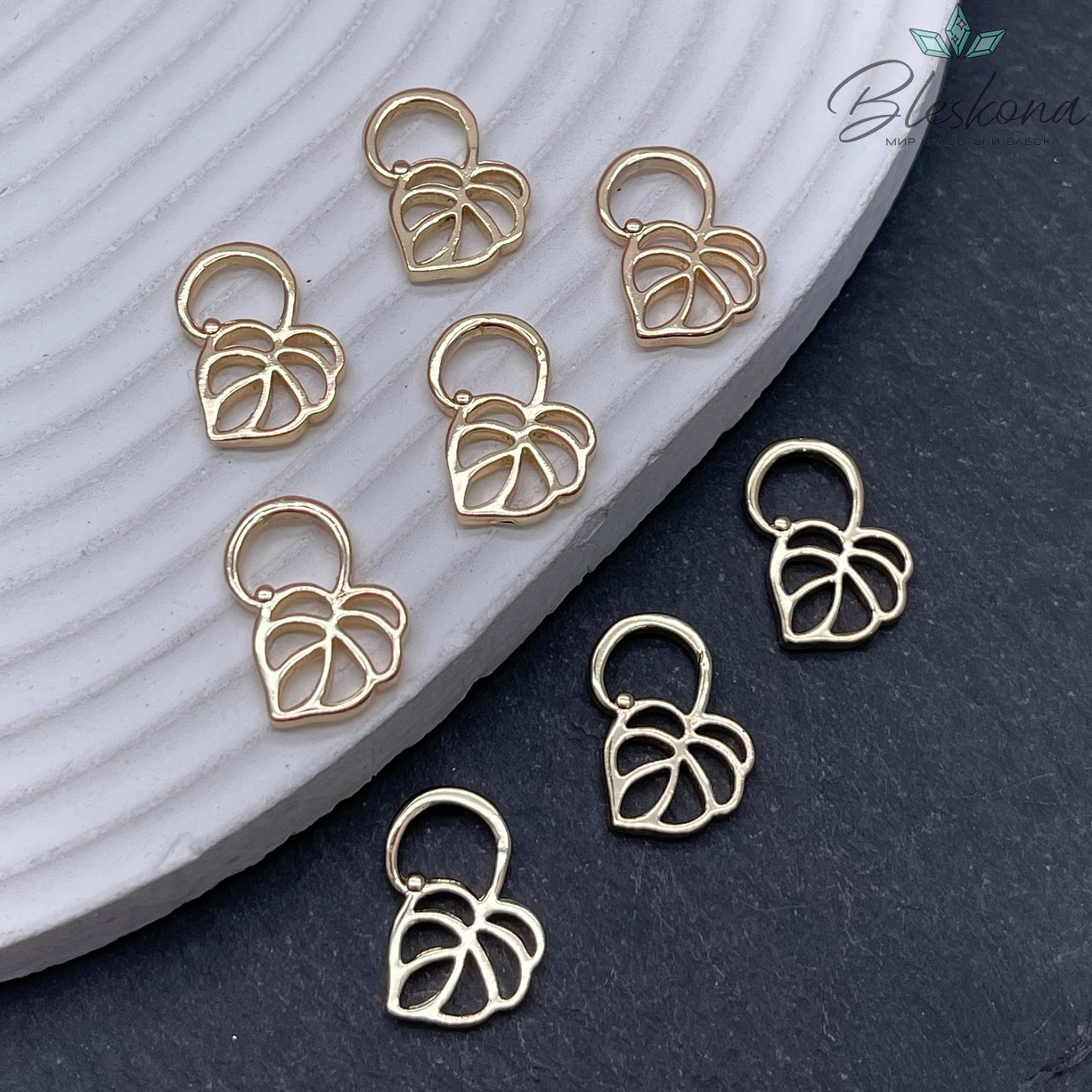 17*12 мм Цвет золото, Подвеска Лист Монстера