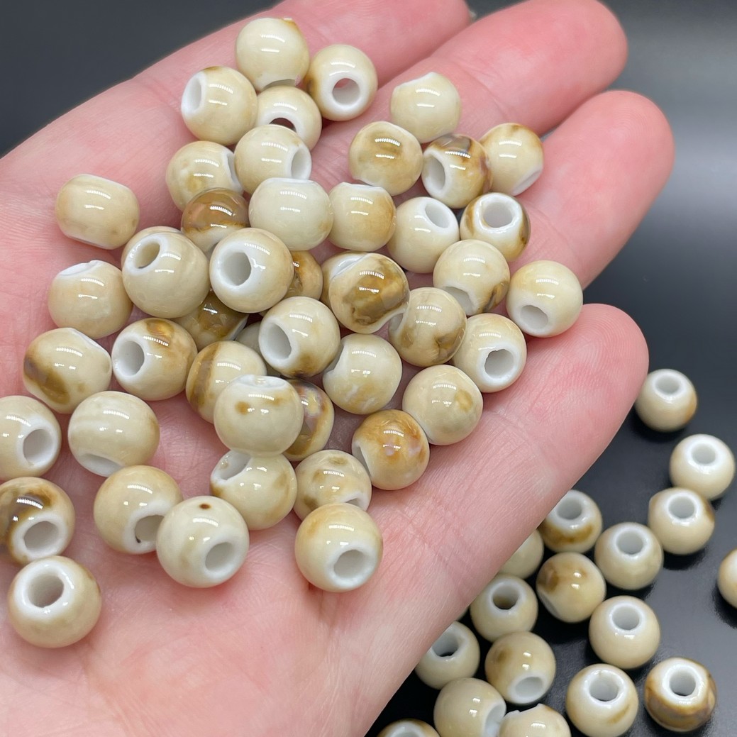 8,5 мм Бусина шар, керамика  цвет светло-коричневый