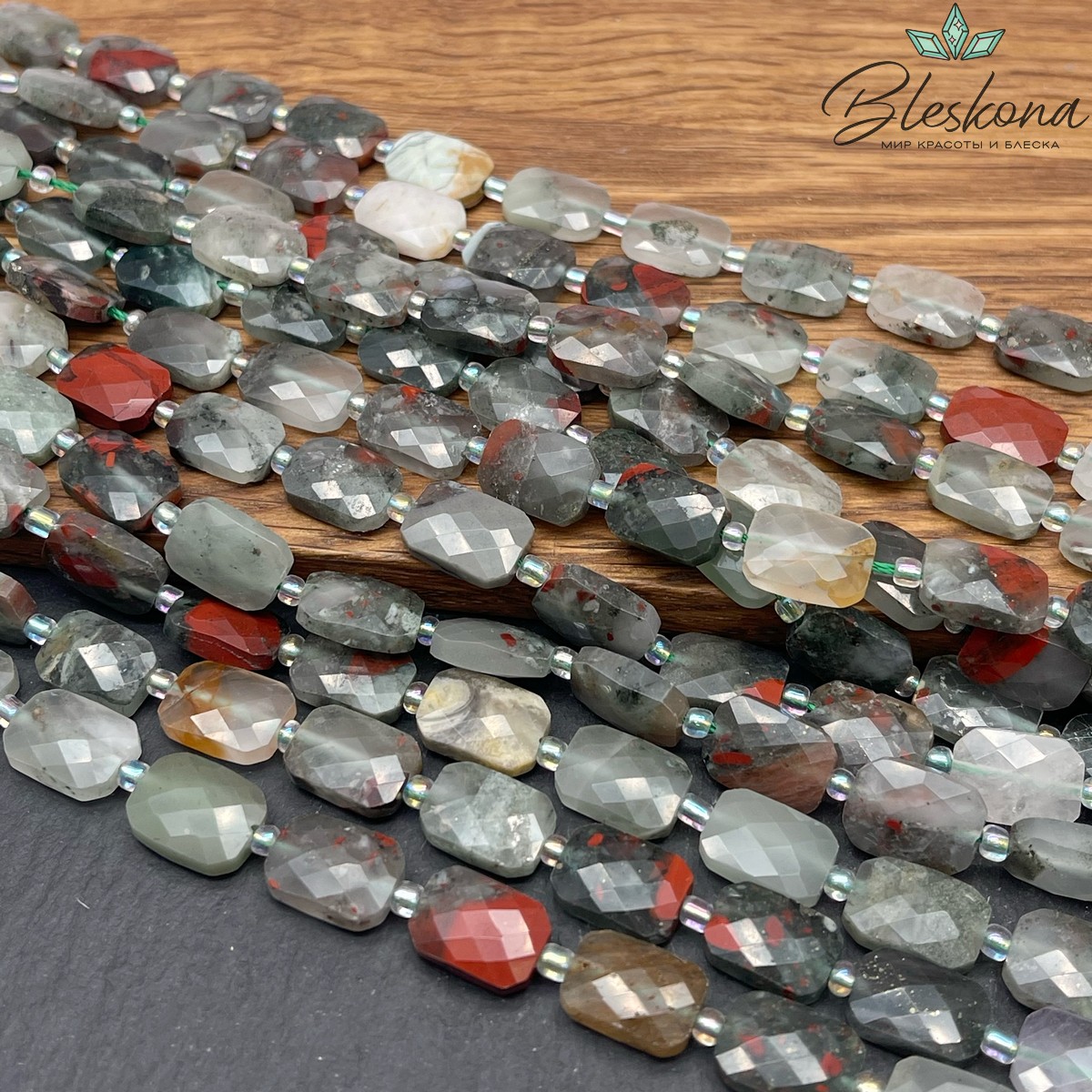 Гелиотроп плоский прямоугольник огранка 12*8 мм