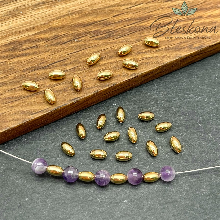 5*3 мм Цвет золото, Бусина рис