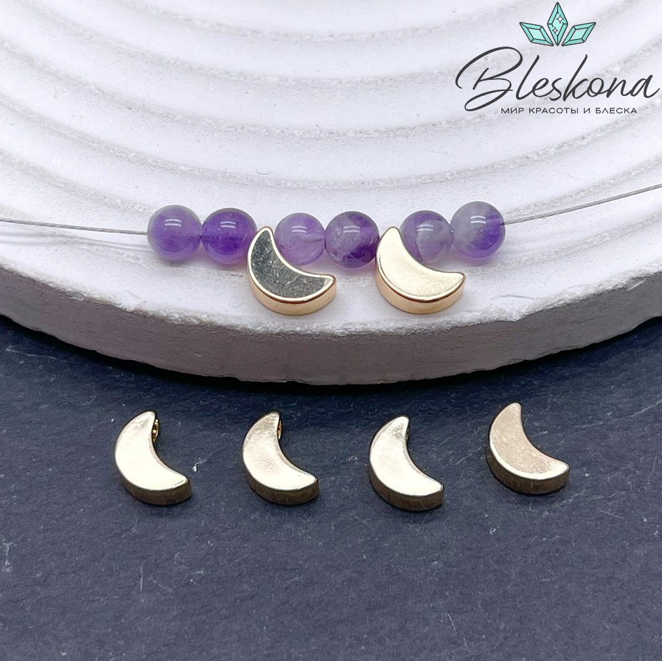 7*5,3 мм Цвет золото, Бусина Луна, гладкая