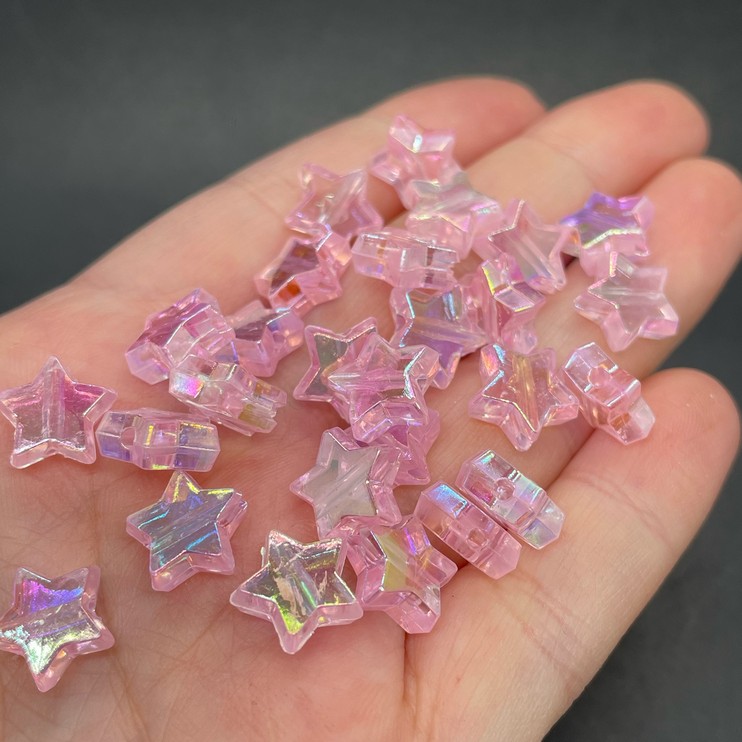 10 мм, Бусина звезды ,цвет розовый с переливом уп.10 гр  