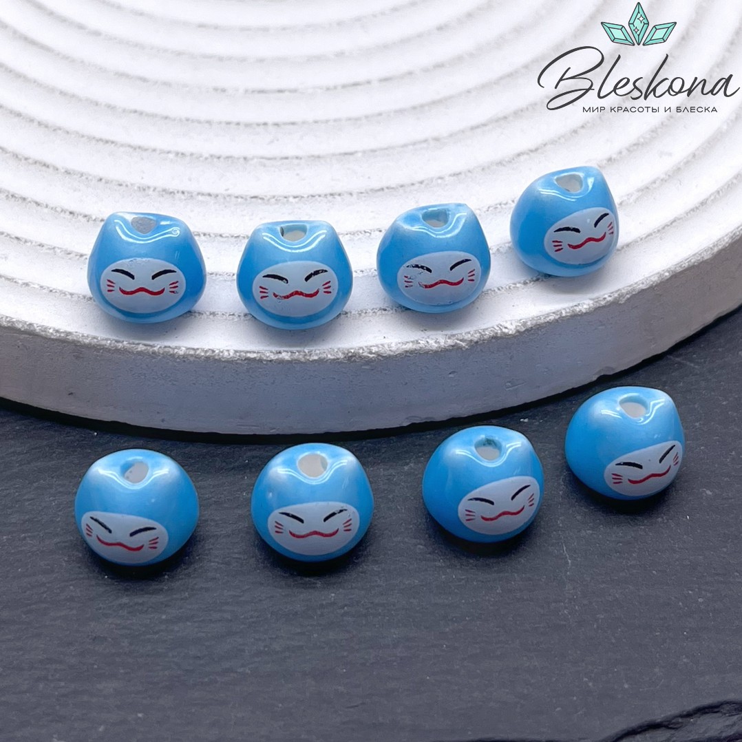 8*10 мм Керамика бусина Котик голубой 
