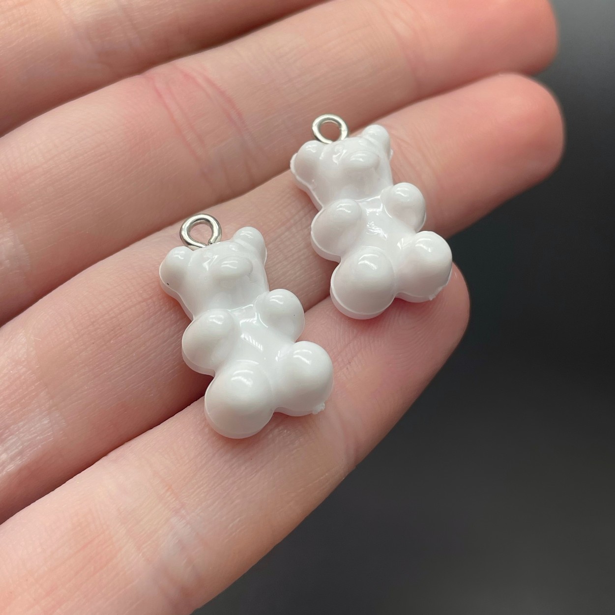 12*21,5мм, Цвет серебро, Подвеска Мишка белый