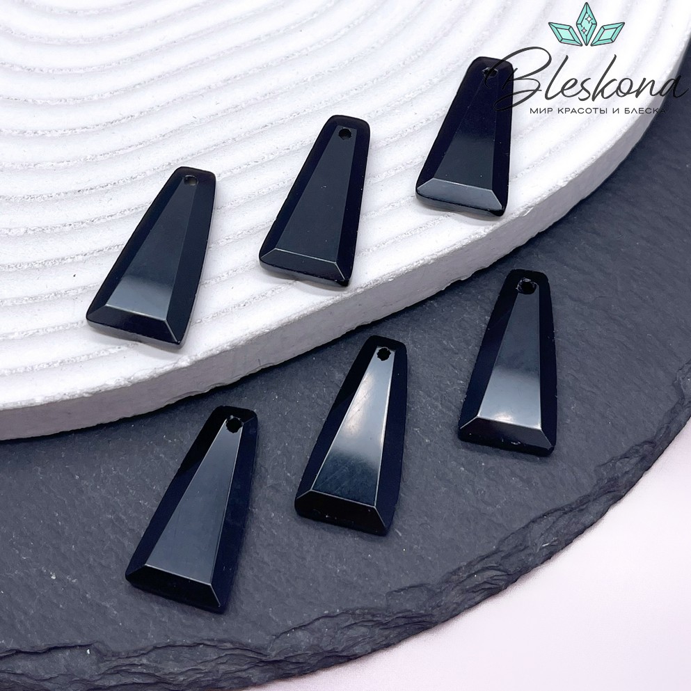 25*13 мм Подвеска трапеция Черный Агат огранка