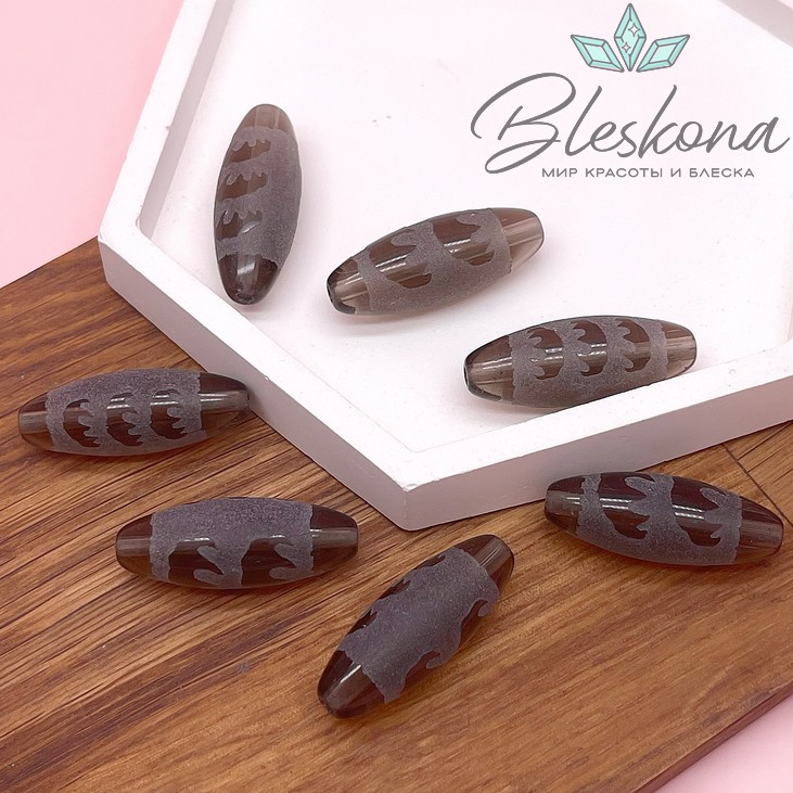 Бусина Дзи 5 летучих мышей 30*11 мм