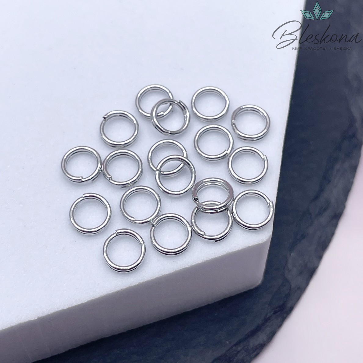 6*1,5 мм Цвет серебро, Колечки двойные уп. 1 гр. Люкс