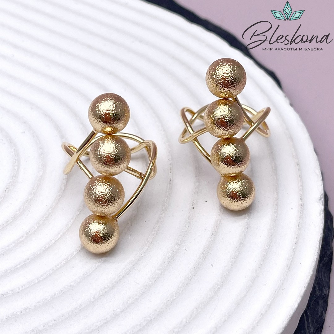 20 мм Цвет золото, Кольцо безразмерное шарики 