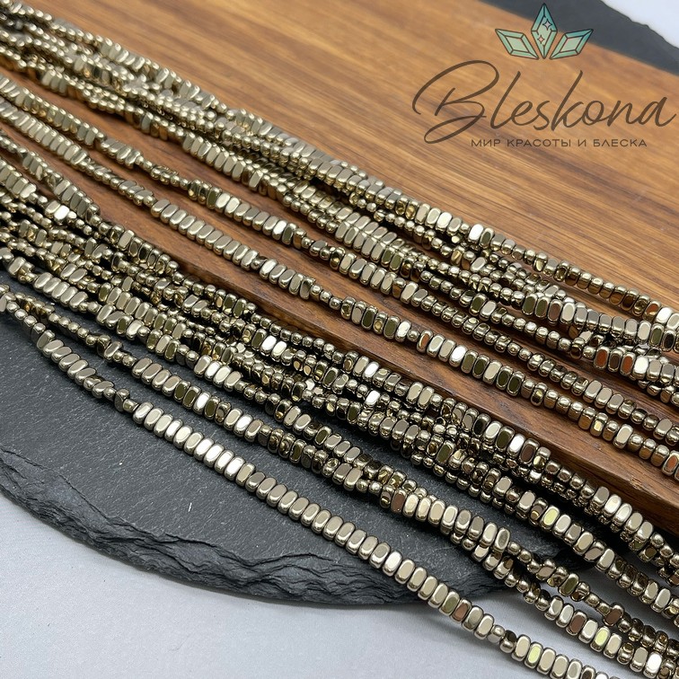 2*4 мм Гематин плоский прямоугольник, темное золото, имитация