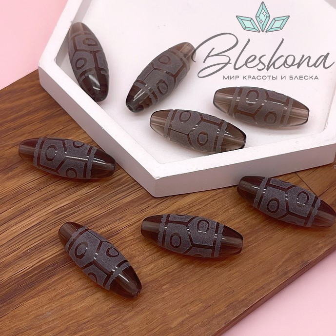 Бусина Дзи 6 глаз Черепаха 30*11 мм