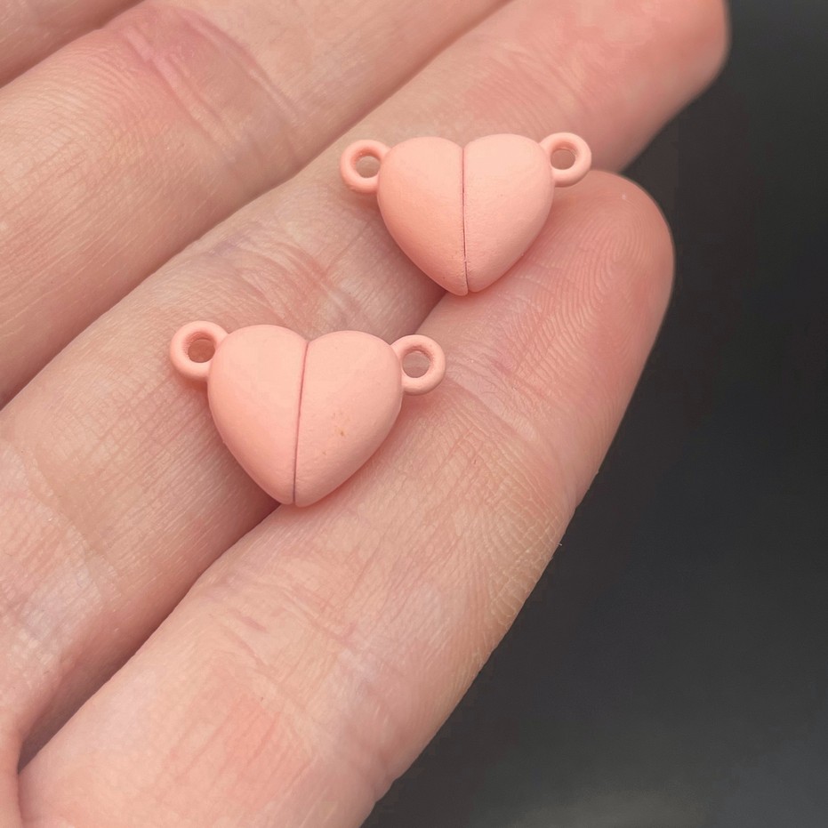 10*15,5мм , Замок магнитный сердце розовая эмаль  матовая