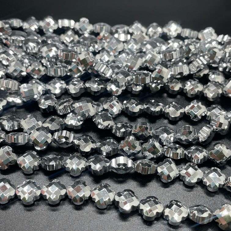 8 мм Стекло Lux, клевер, цвет серебро 