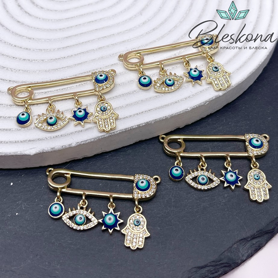 40*27 мм Цвет золото, Коннектор булавка глаз и рука Фатимы