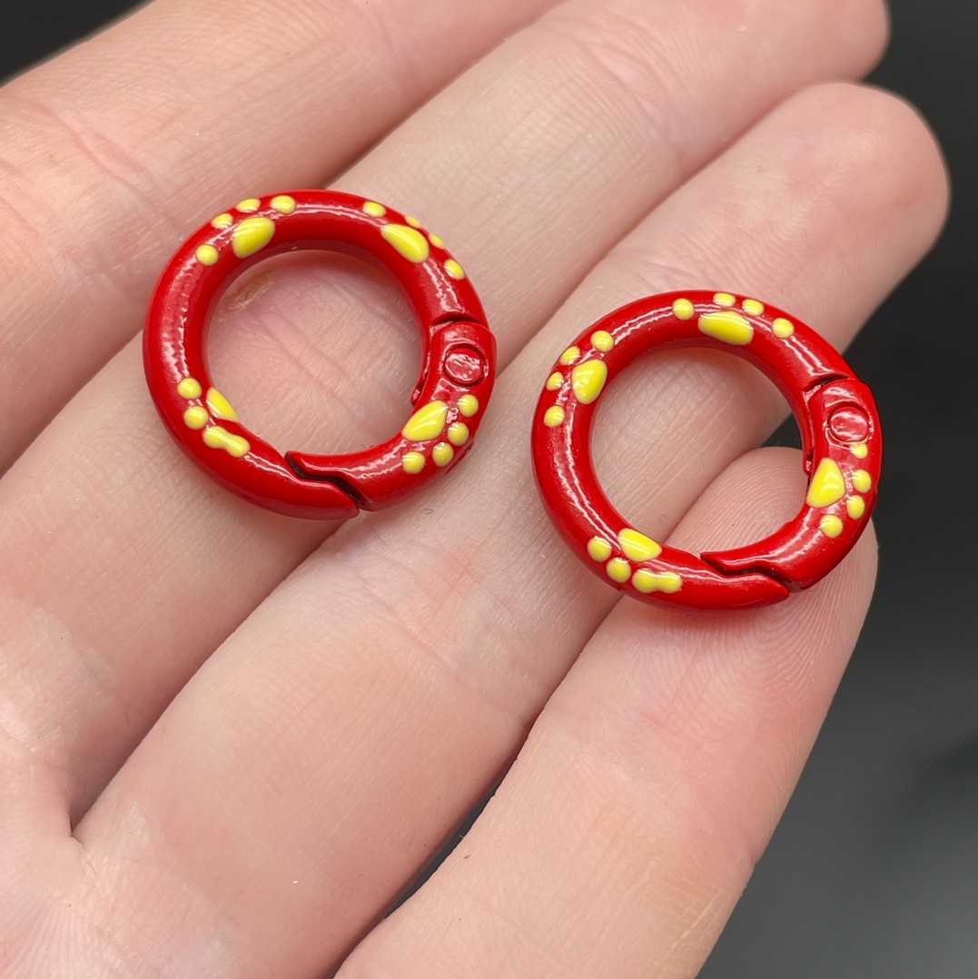 20мм , Замок круг капли красная эмаль