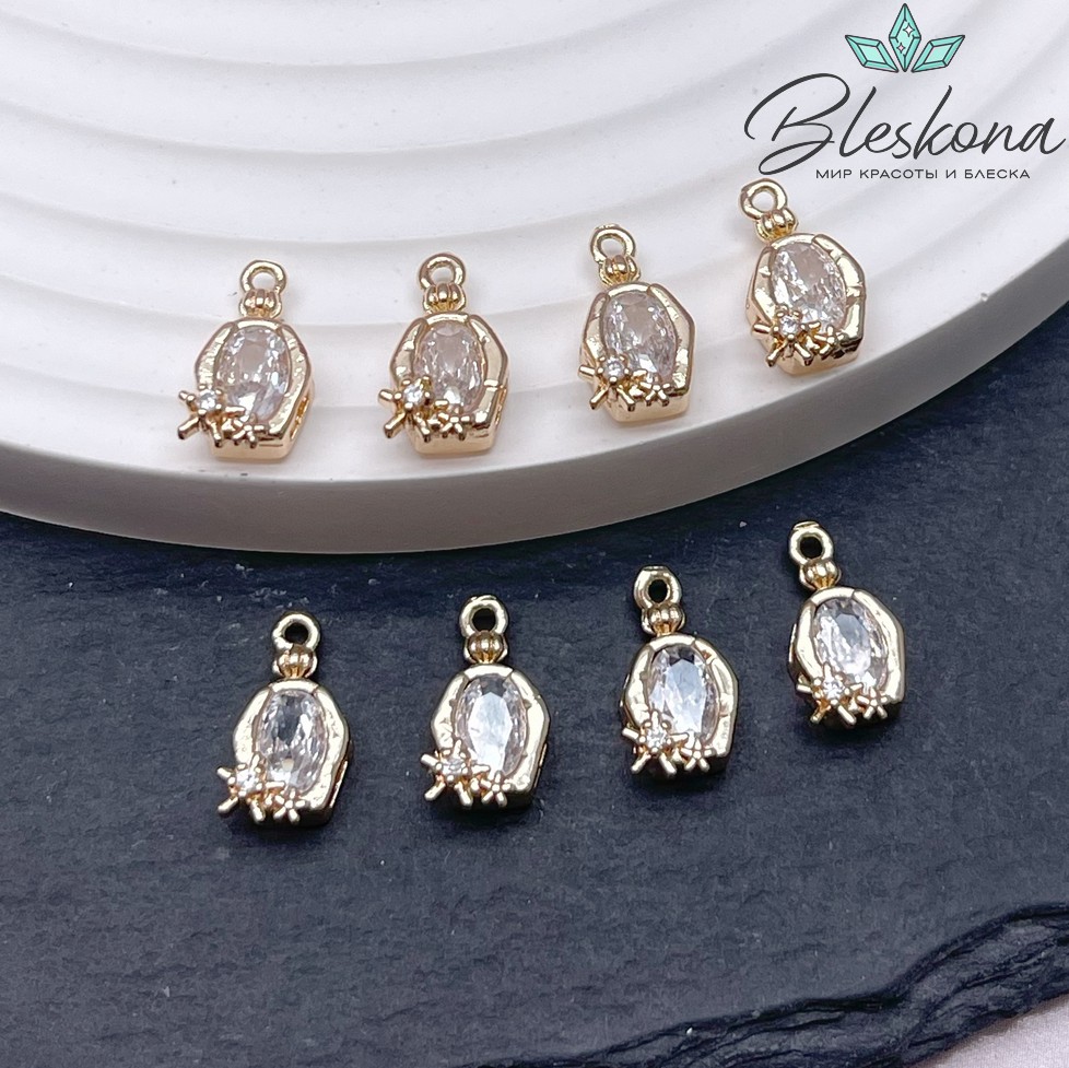12,5*7 мм Цвет золото, Подвеска с цирконами