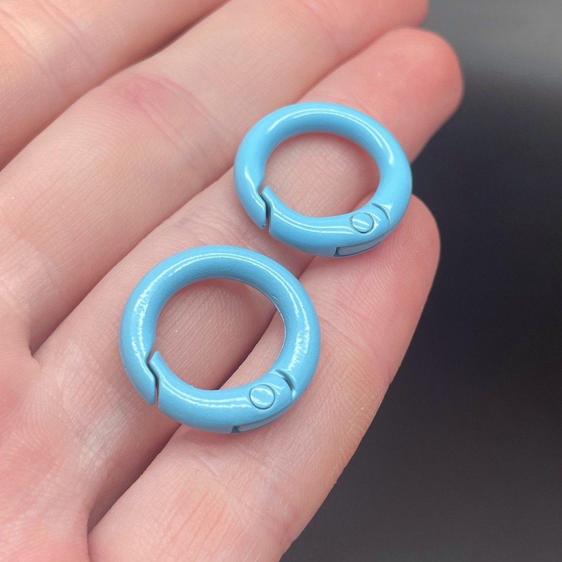 20мм , Замок круг голубая эмаль №1