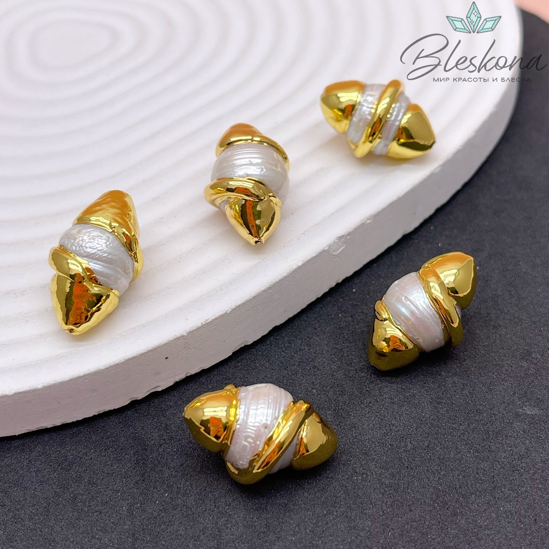 22*13 мм Цвет золото, Бусина  Жемчуг завиток