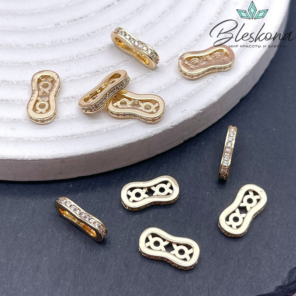 13*6,5*2,2 мм Цвет золото, Бусина разделитель 2 ряда