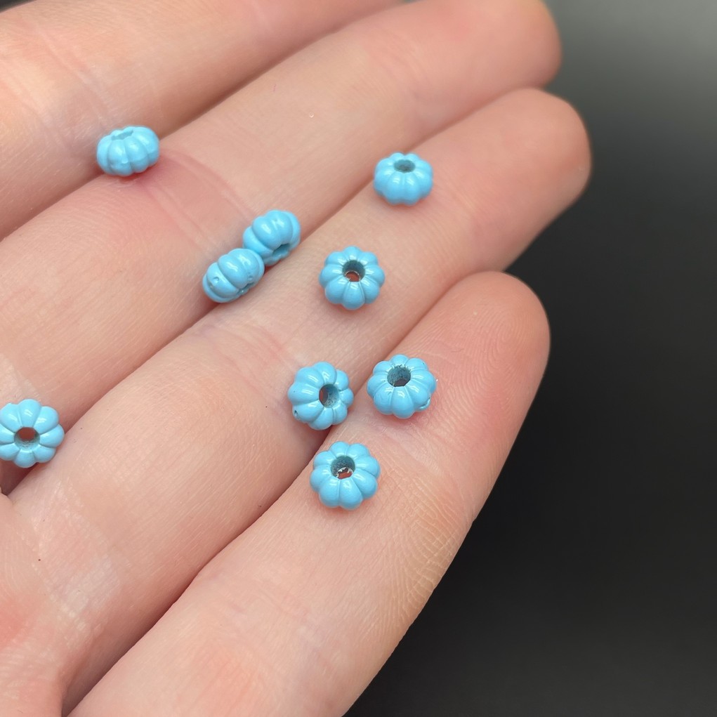 5,5 мм , Бусина - разделитель ромашка голубая эмаль уп.10шт