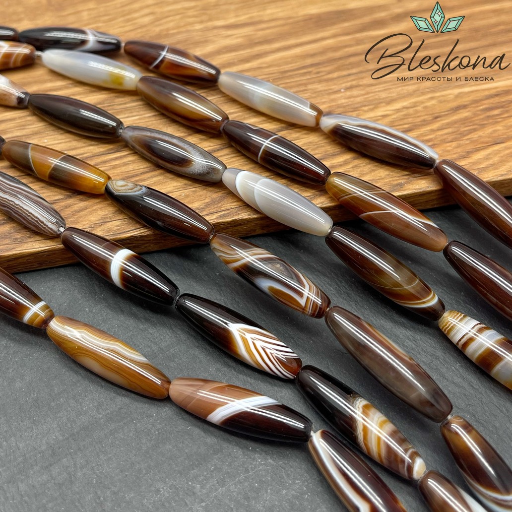 Дзи природная из агата коричневая 29*8 мм