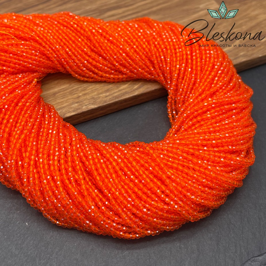 2 мм Бусины стекло оранжевое алмазная огранка