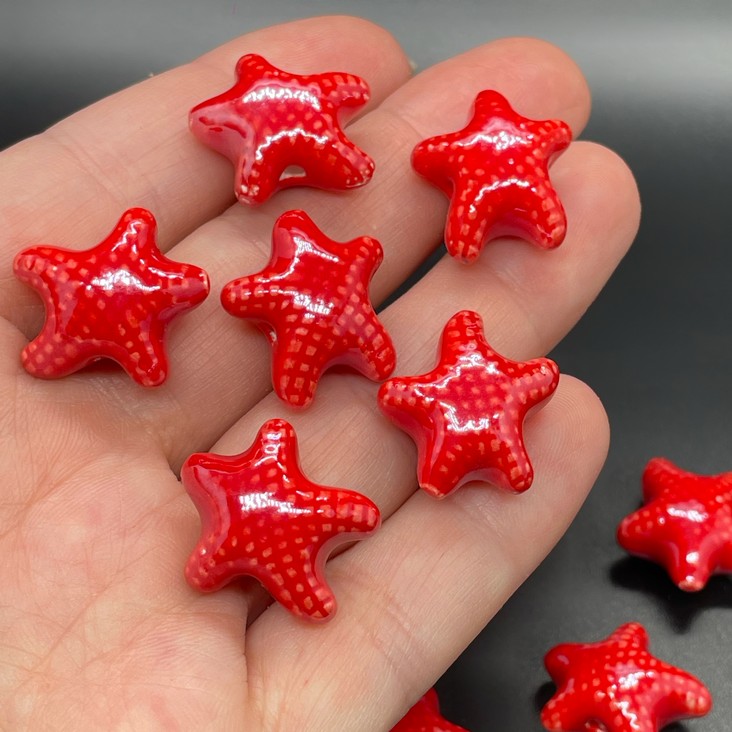 16*18 мм Бусина морская звезда, керамика цвет красный