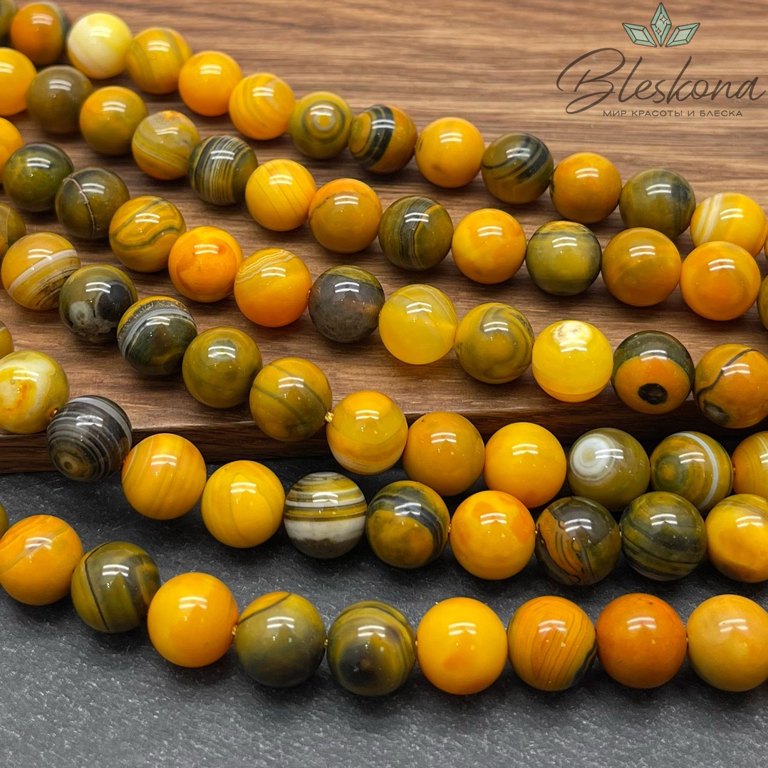 Агат оранжево-коричневый 10 мм 