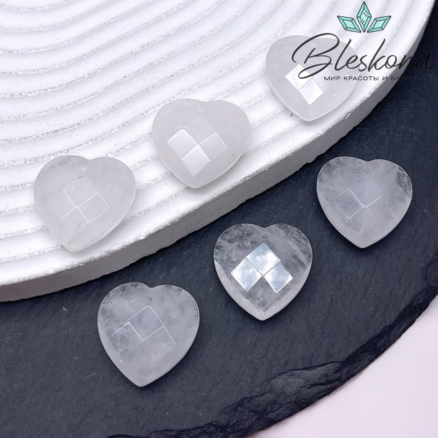 20 мм,Подвеска Сердце Горный Хрусталь алмазная огранка