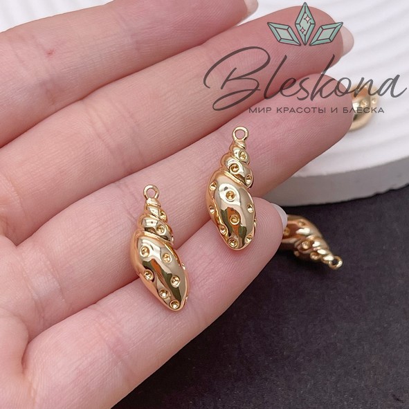 20,5*9 мм Цвет золото, Подвеска ракушка точки