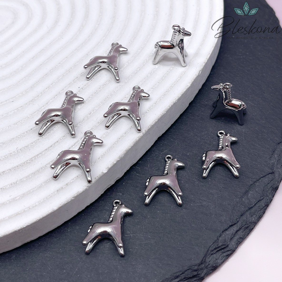 18*14 мм Цвет серебро, Подвеска Дымковская Лошадка 